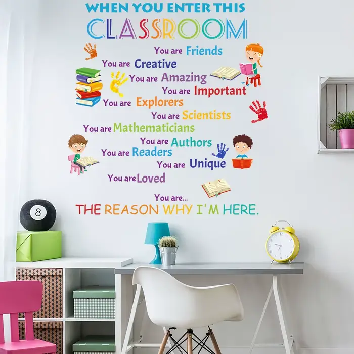 Stickers muraux inspirants avec lettres anglaises colorées, décoration de la maison intéressante dan