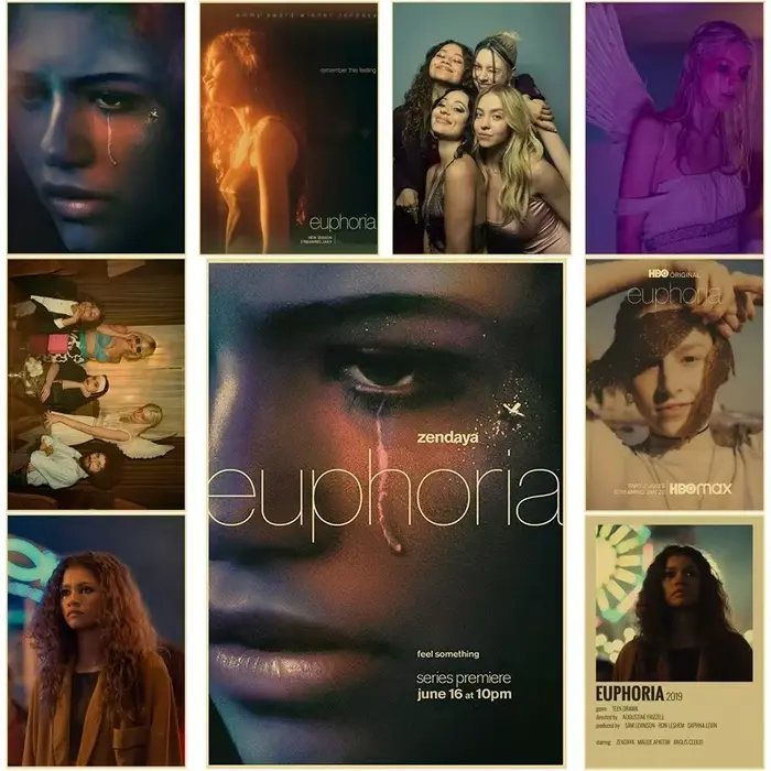 Euphorie émission de télévision affiche rétro papier Kraft imprime photo Zendaya Vintage maison chambre Bar café Art décoration murale peinture esthétique