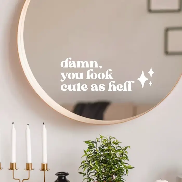 Autocollant d'affirmation de miroir, autocollant en vinyle avec citation de l'enfer, cadeau de demoi