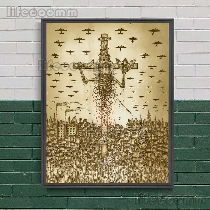 Apocalypse de la Science numérique Vintage mur Art toile peinture ancien diable croyance et moderne Science-Fiction Art affiche imprimer