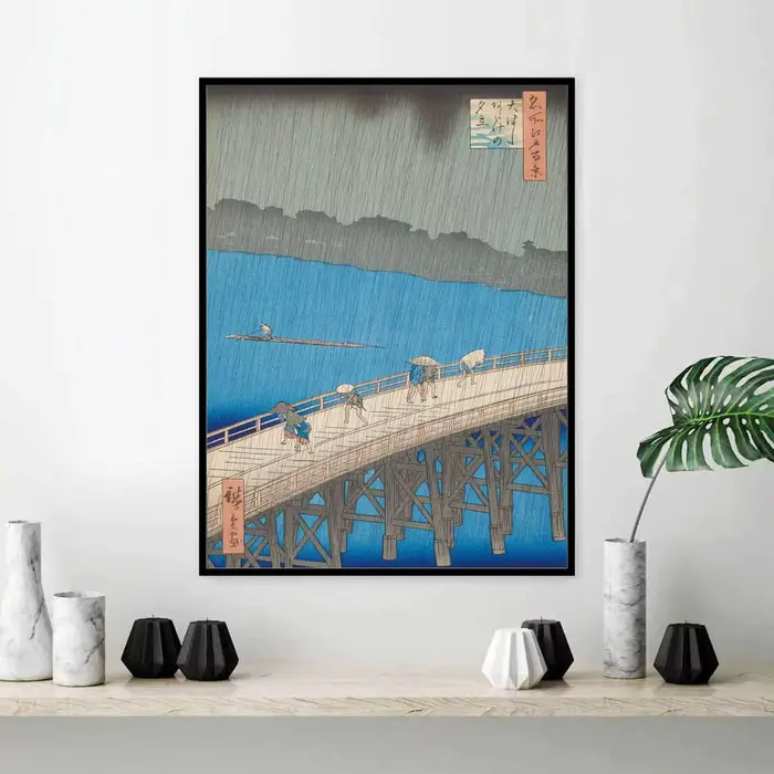Peinture sur toile d'art japonais, affiche Hiroshige, pont Ohashi