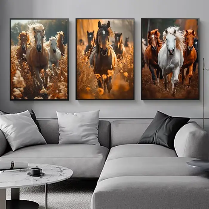 Affiche d'aquarelle de cheval sauvage élégant
