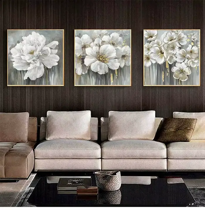 Mintura – tableau mural pour salon, peintures à l'huile sur toile peintes à la main, nombreuses fleurs blanches, décor d'hôtel, Art de maison, sans cadre