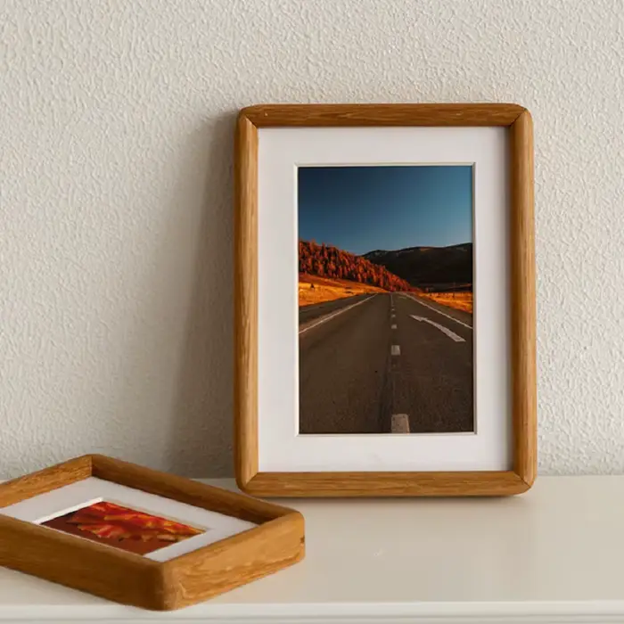 Support de cadre Photo d'angle rond en bois massif