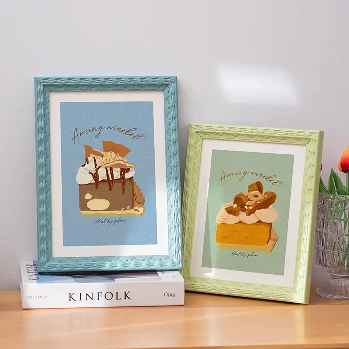 Cadre Photo coloré 5 pouces-A4 carré maison enfants chambre bricolage décor cadres élégant œuvre affichage rose/jaune