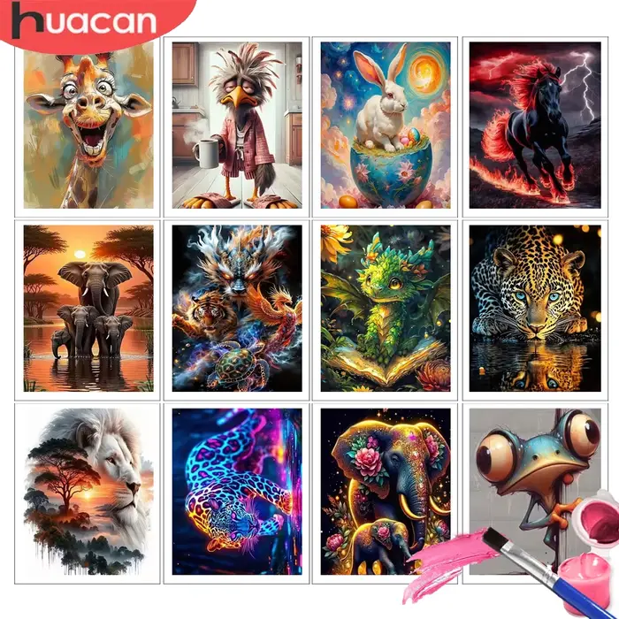 HUACAN Peinture par numéros d'éléphant