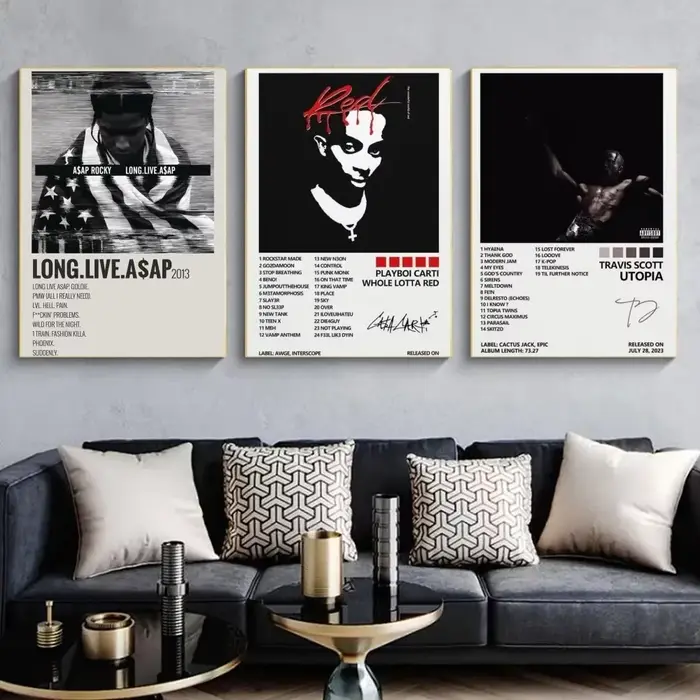 Couverture d'album de musique Pop Rap A-ASAP r-rockky, peinture sur toile esthétique, affiche murale, image d'art, décoration de salle