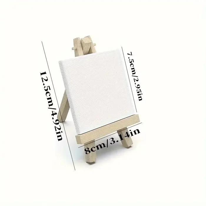 Lot de 6/12 mini toiles et chevalets – Chevalet en bois blanc apprêté et toiles vierges tendues pour