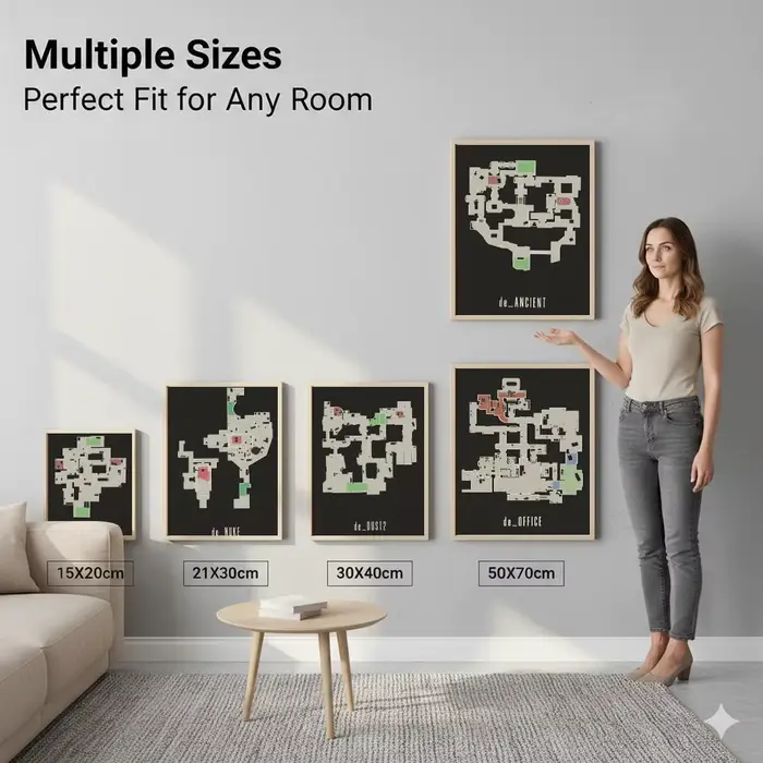 Affiche d'art sur toile de qualité supérieure, peinture murale neutre chic pour la décoration de la maison, CSGO Map Painting Calligraphy Gallery-Quality Canvas Art Poster