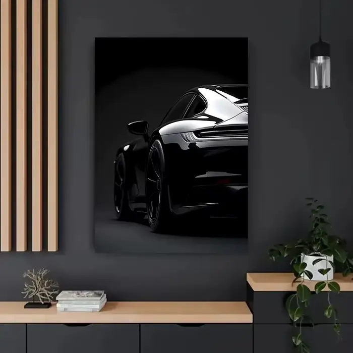 Affiche de voitures célèbres en noir et blanc