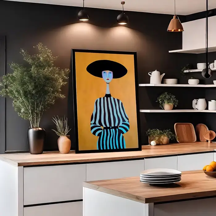 Affiches féminines de ligne d'art de mode surréaliste moderne