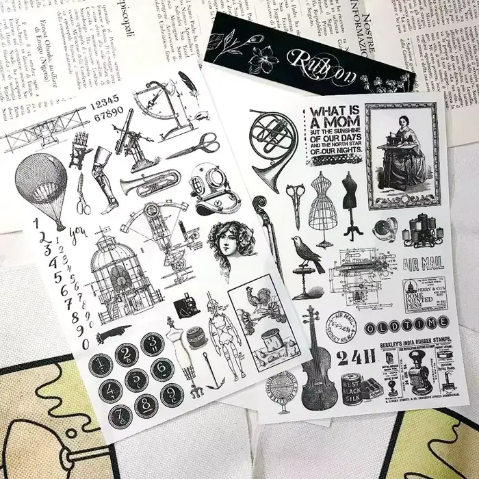Autocollants vintage pour collage rétro, scrapbooking, transfert, fournitures d'artisanat, journal, 