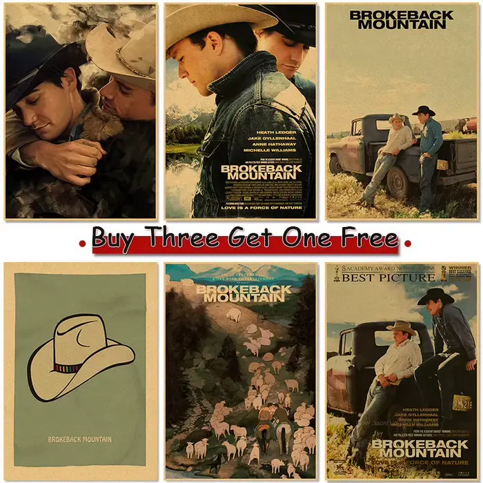 Film romantique classique Brokeback affiche de montagne Kraft Club papier Vintage