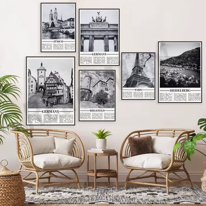 Affiche de voyage en noir et blanc