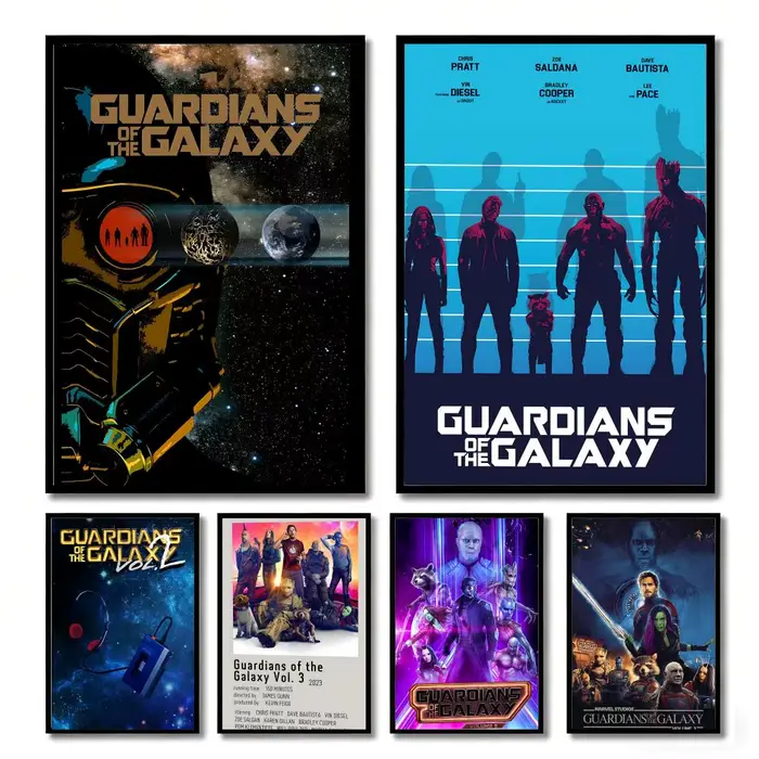 Affiche sur toile avec peinture et calligraphie des Gardiens de la Galaxie