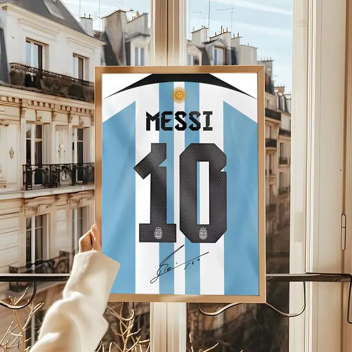 Peinture sur toile de calligraphie de la star du football Lionel Messi, art pour la chambre à couche