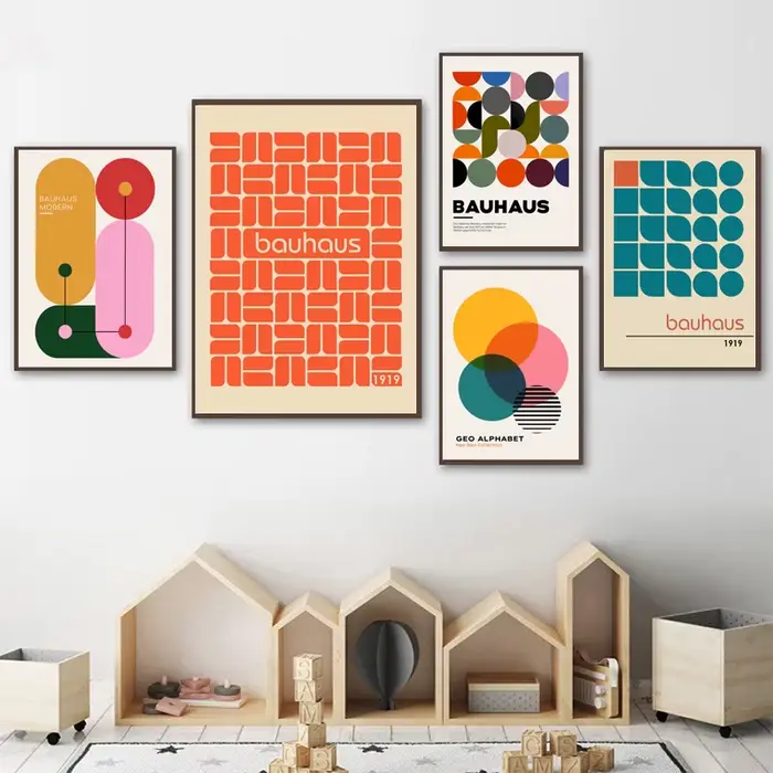 Affiche et imprimés d'exposition géométrique abstraite Unique Bauhaus moderne
