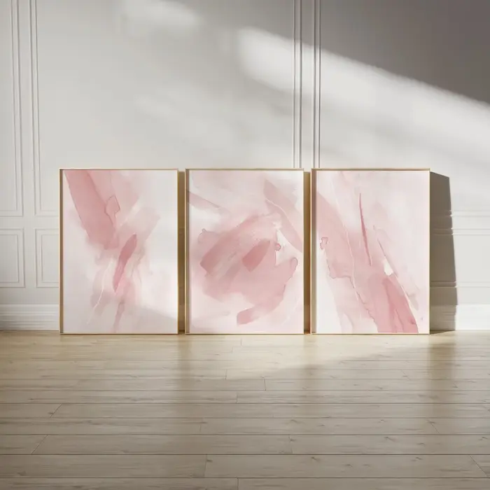 Lot de 3 Affiches Murales Modernes Roses Abstraites – Décoration Murale Esthétique Minimaliste pour Chambre à Coucher –