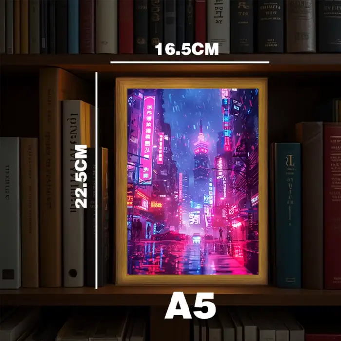 Asian Tokyo and Eastern Cities Pretty Cityscape Painting Photo Frame LED Bedside Light for Home Office Perfect Gift for Traveler