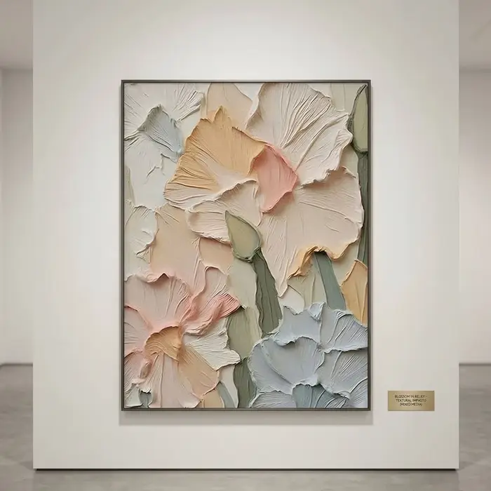 Impressions sur toile texturées modernes, art mural Impasto Iris Flower, affiche abstraite sans cadr