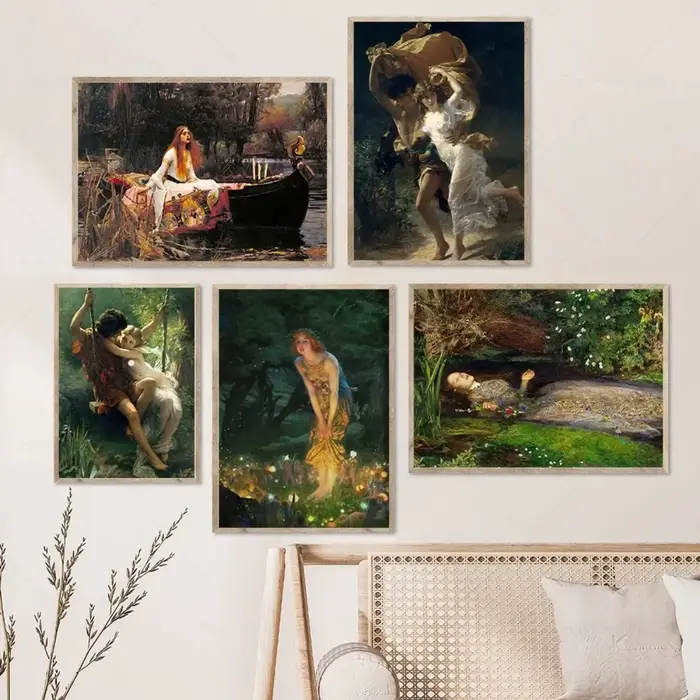 Ensemble d'art britannique pré-raphaélite pour la décoration de la maison