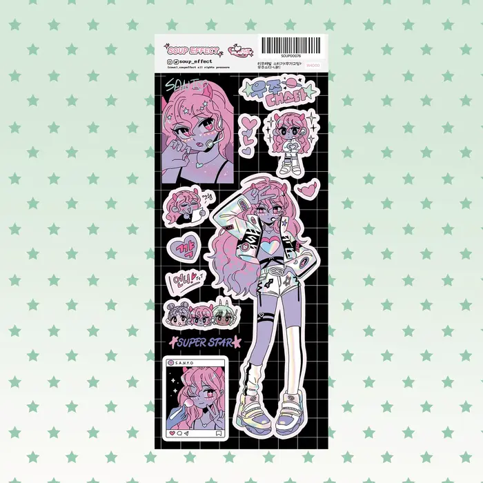 Autocollants de dessin animé coréen mignon doux Cool fille personnage autocollants manuel journal po