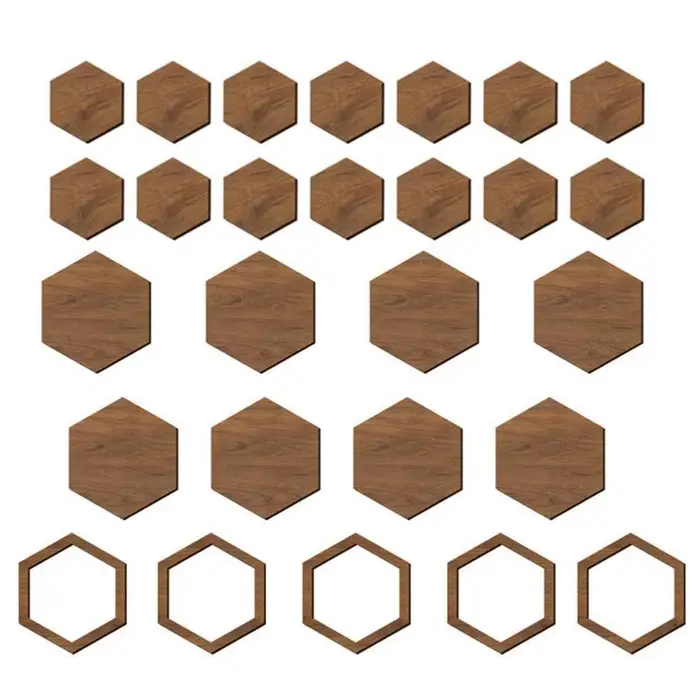 Décorations murales hexagonales 27 pièces, décorations hexagonales en bois antidérapantes, Art mural