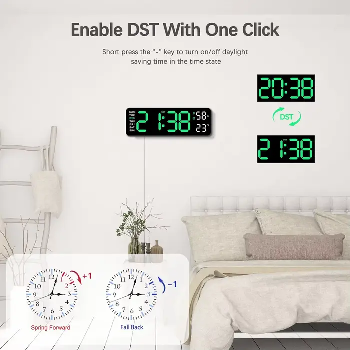 10 pouces intelligent muet LED électronique nuit alarme horloge murale moderne horloge de bureau min
