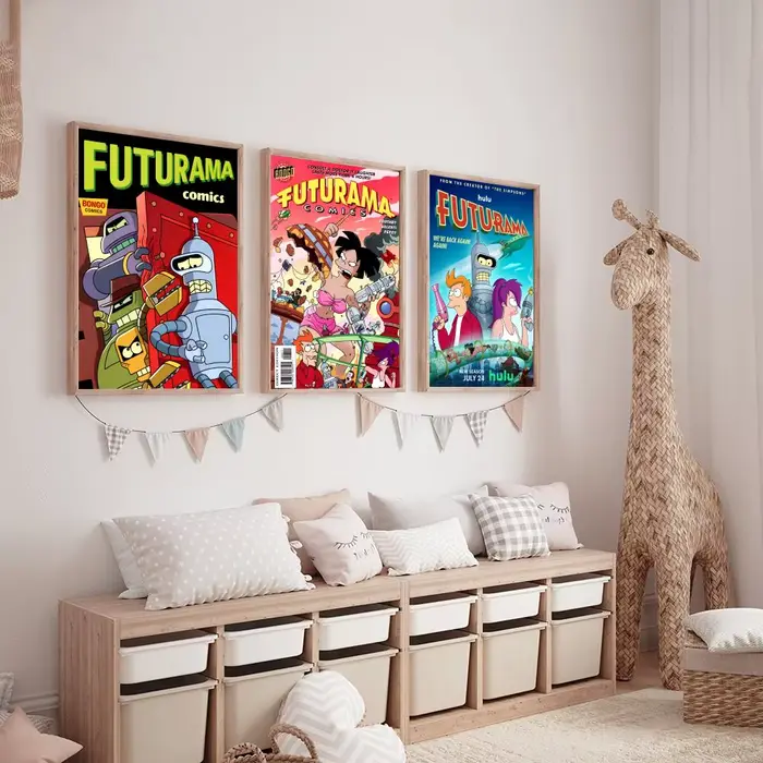 Dessin animé Futuramas peinture calligraphie HD toile affiche salon chambre bar décoration esthétique