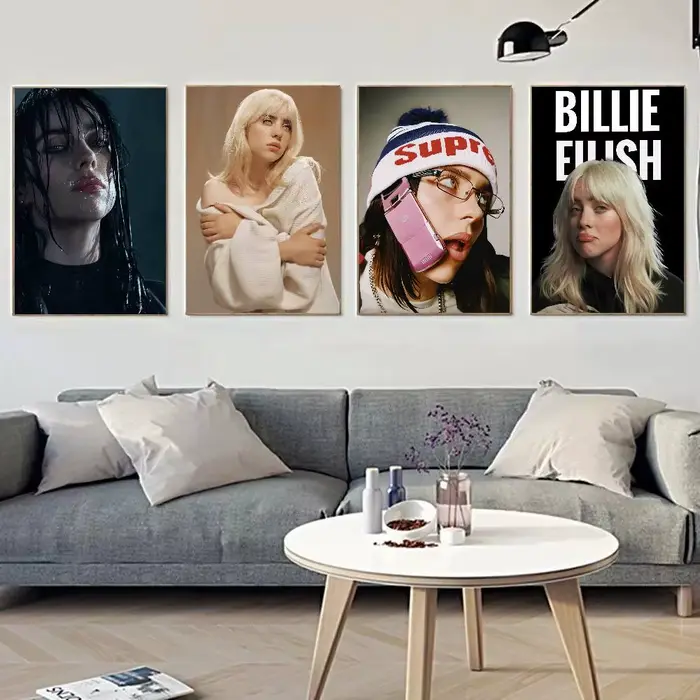 Affiche murale vintage de la chanteuse Billie Eilish, décoration artistique pour le bureau, le salon, décoration de maison unique, image décorative
