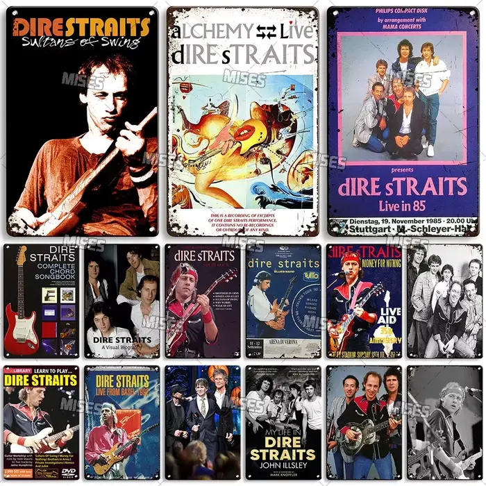 MISES Rock Band affiche en métal DIRE STRAITS bande Plaque décorative signe en métal rouillé Plaque métallique maison Club cuisine métal étain signe