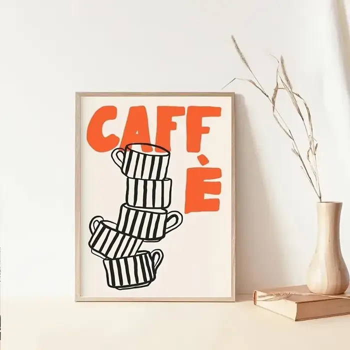 Toile imprimée de café italien rétro, 1 pièce, Art mural de cuisine, affiche d'espresso sans cadre, lettrage «Caffé», décor esthétique de bureau et de maison