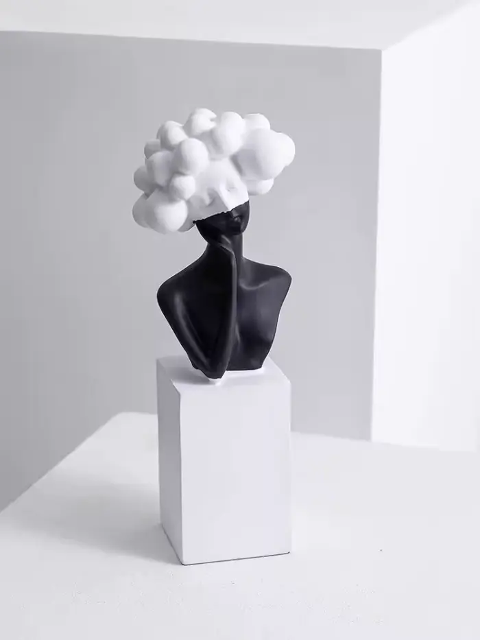 Sculpture de figurine d'art moderne noir et blanc