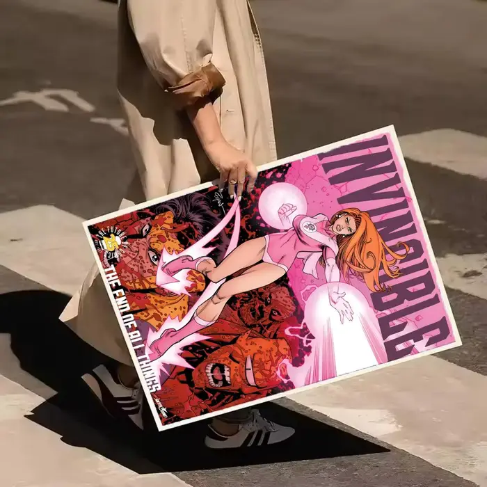 Affiche de bande dessinée I-Invincible, série d'animation de super-héros, peinture auto-adhésive ave