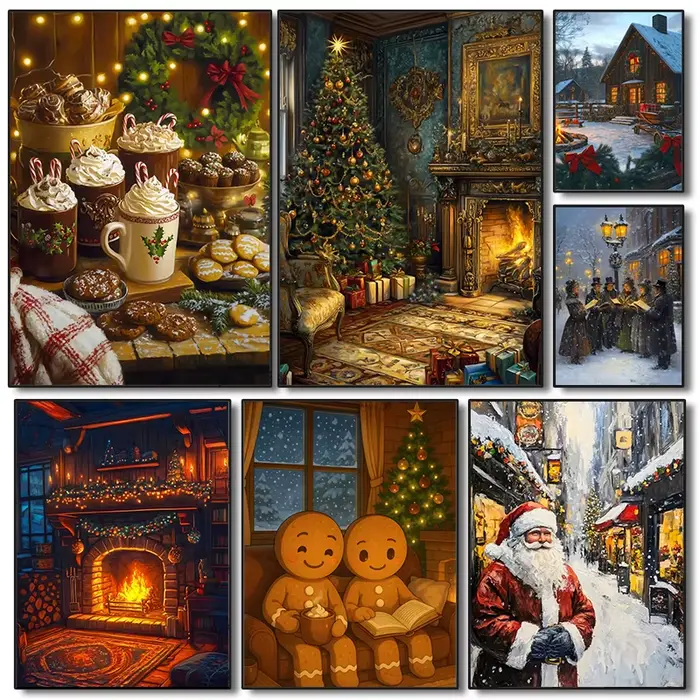 Affiches de scène de noël Vintage