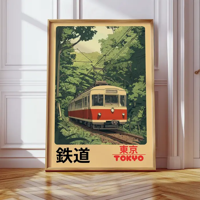 Affiche murale imprimée sur toile de paysage japonais Vintage