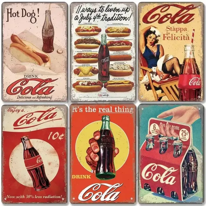 Affiches métalliques vintage de boissons gazeuses Cola