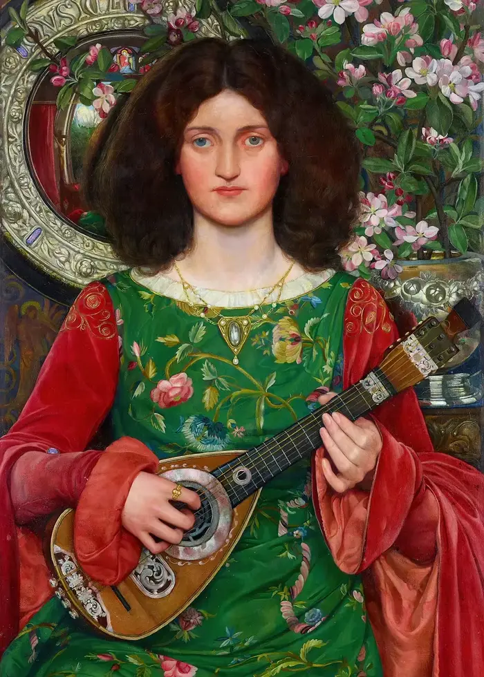 Paysage de jardin de printemps paisible et élégant avec Portrait de filles, affiches d'art, peinture