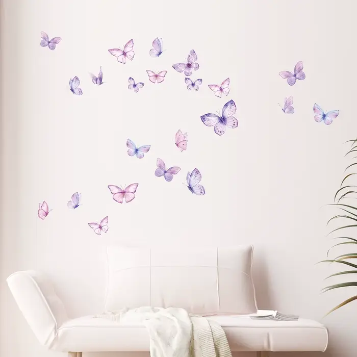 Autocollants muraux romantiques en forme de papillon