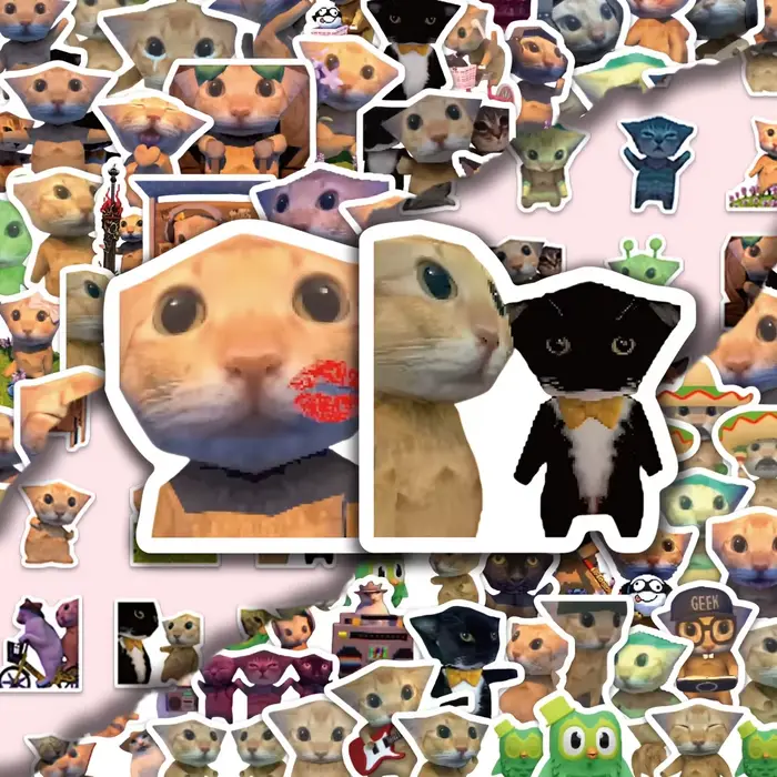 100 autocollants Meow, affiches de memes chat