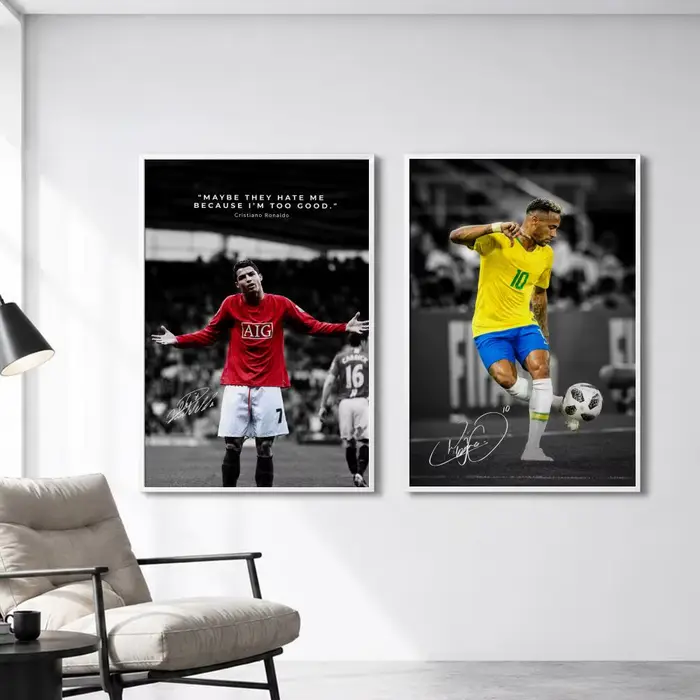 Affiche murale vintage esthétique avec portrait de joueur de football
