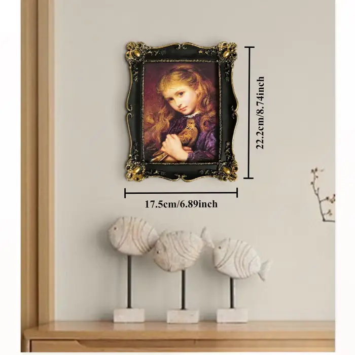 Cadre photo vintage antique de luxe noir avec garniture dorée - Cadre d'affichage photo mural horizo