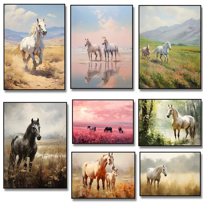 Affiche murale Chevaux Blancs de Campagne