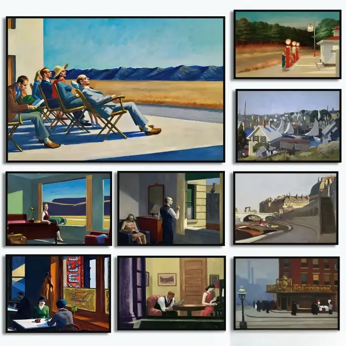 Affiche Edward Hopper, images modulaires de personnes au soleil