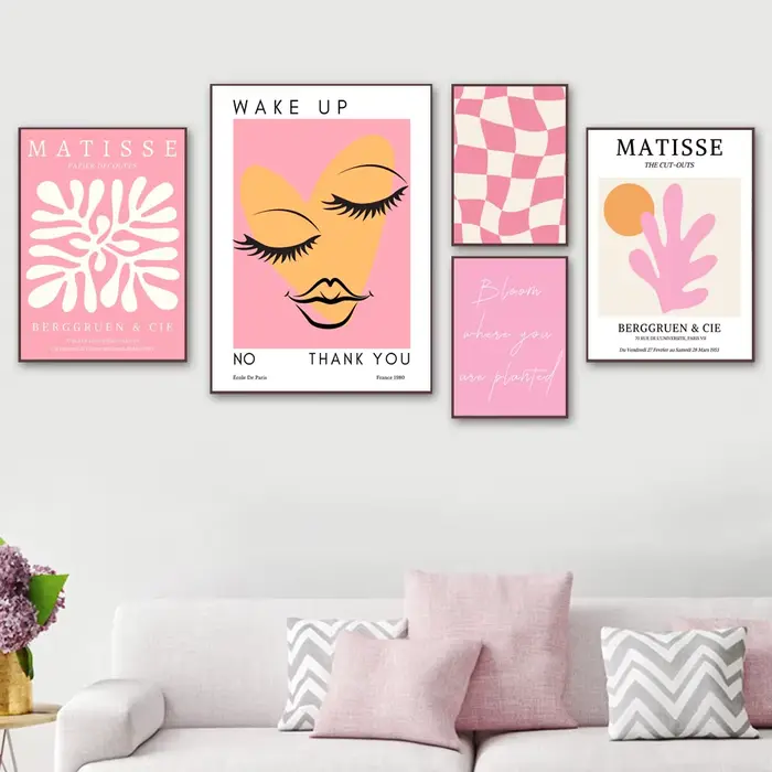 Affiches sur toile de Matisse pour décor de salon, peinture murale, galerie, impressions d'art, femme, cuir chevelu, fleur, clics, ange, numéro, rose