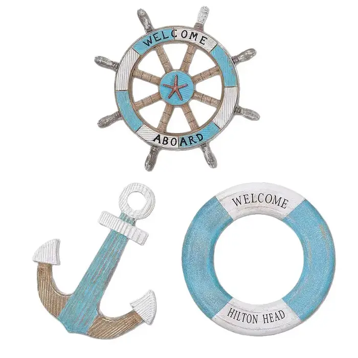 1 ensemble de décorations murales nautiques en bois sur le thème de l'océan