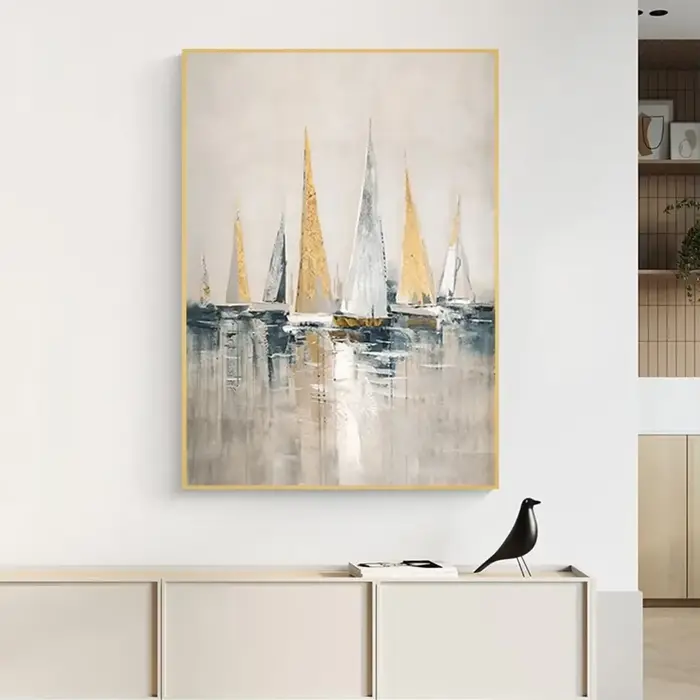 Voile bateau paysage marin peinture à la main sur toile moderne décoration murale Art mural paysage 