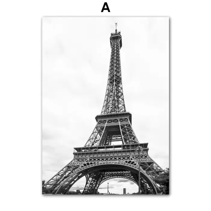Peinture sur toile d'art mural, noir et blanc, serviette de Paris, voiture vintage, affiches nordiqu