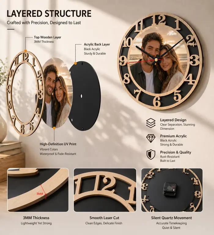 Horloge murale personnalisée avec photo