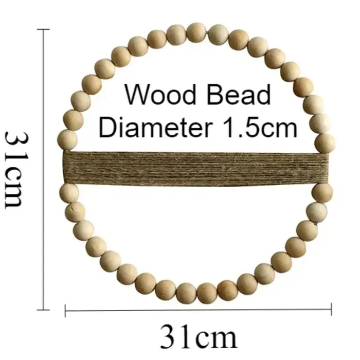 Couronne de porte en perles de bois, ornements muraux élégants, Art mural minimaliste moderne, décor